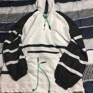 black and white windbreaker